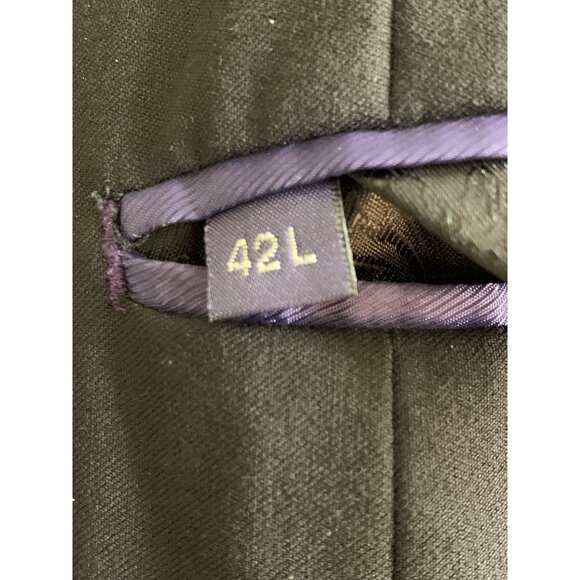 Mens Jet Black Two-Button Blazer Jacket Size 42L Long 8906 - Picture 4 of 11